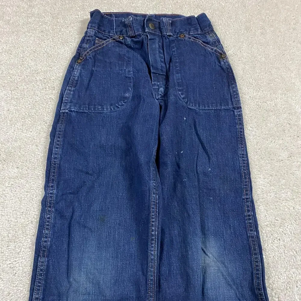 Vintage 50s Range Roper Jeans Mens Blue Denim Workwear Wide Leg High Rise